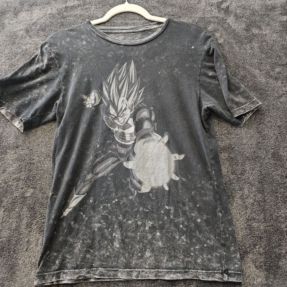 Dragon Ball Z Vegeta Acid Wash Graphic T Shirt Mens Small Black Anime DBZ Tee